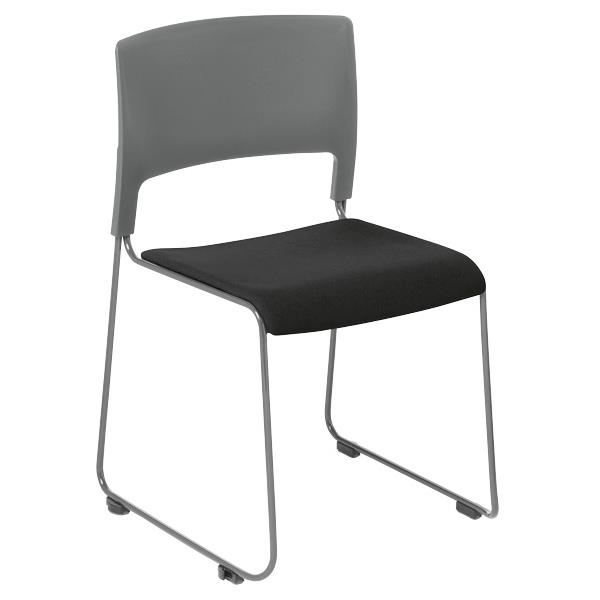 Slim Cafe Chair Upholstered Seat Grey/Quantum/Black OfficeMax NZ