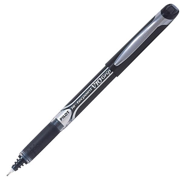 Pilot V10 Hi Tech Grip Black Rollerball Pen Medium Tip OfficeMax NZ