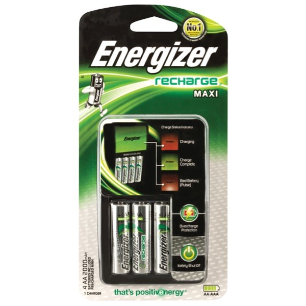 Energizer EN Maxi 4AA Battery Charger & 4 AA Rechargeable Batteries