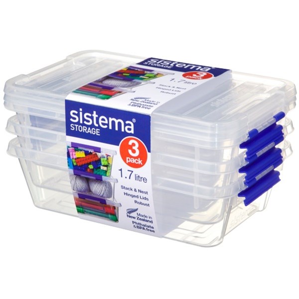 Sistema Plastic Storage Container 1.7L Clear, Pack of 3 OfficeMax NZ