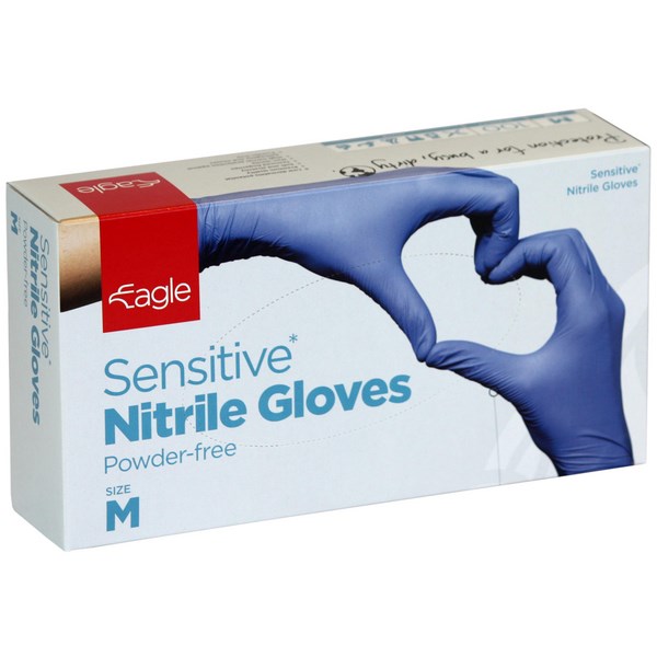 Eagle Indigo Sensitive Nitrile Gloves Powder Free 240mm Blue, Pack of ...
