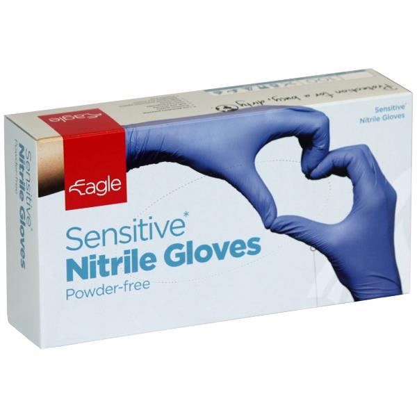 Eagle Indigo Sensitive Nitrile Gloves Powder Free 240mm Blue, Pack of