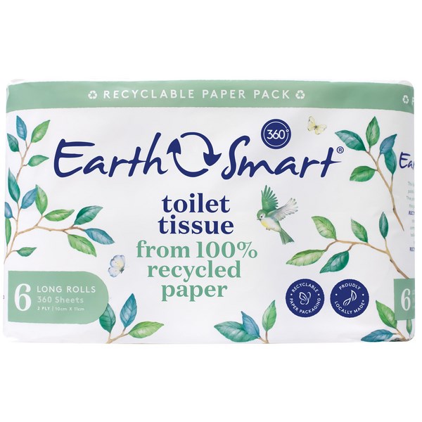 Earth Smart Toilet Tissue 2 Ply 360 Sheets, Carton of 5 Packs ...