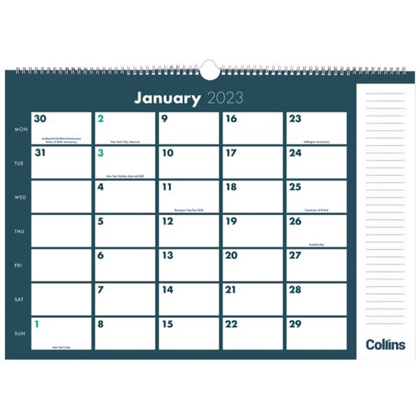Collins Colplan Wiro Wall Calendar 1 Month To A Page 2023 OfficeMax NZ