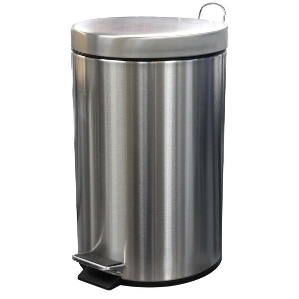 Round Pedal Rubbish Bin Stainless Steel 12L Brushed Steel | OfficeMax NZ