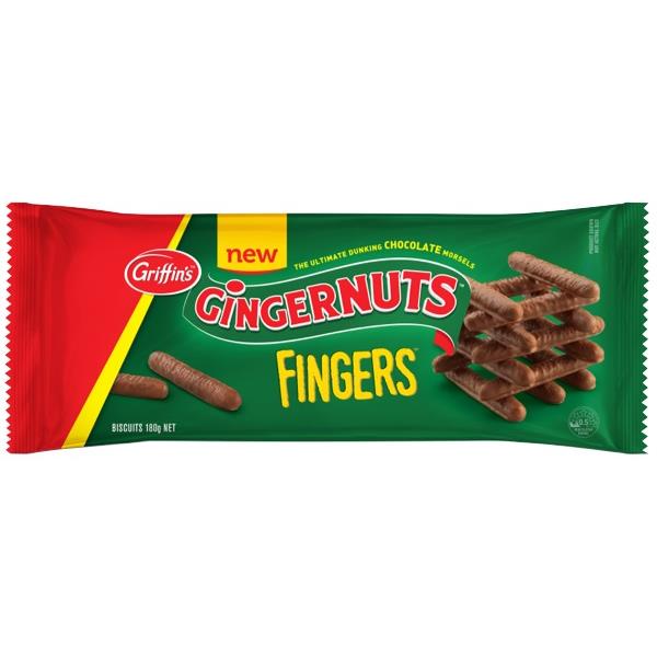 Griffin's Chocolate Gingernuts Fingers Biscuits 180g OfficeMax NZ