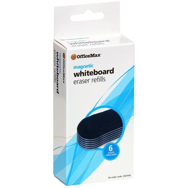 OfficeMax Mouse Shape Whiteboard Eraser Felt Refills, Pack of 6