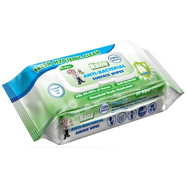 Nano Surface Wipes AntiBacterial, Pack of 80 Sheets OfficeMax NZ