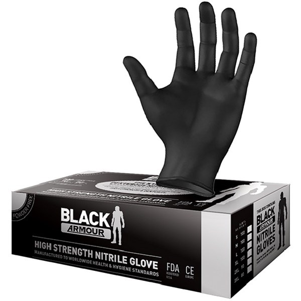Black Armour Nitrile Gloves XL, Pack of 100 OfficeMax NZ