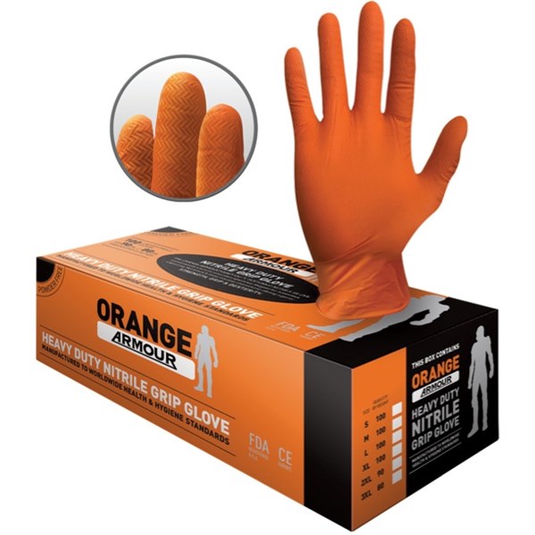 Orange Armour Nitrile Gloves, Pack of 100 | OfficeMax NZ