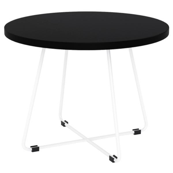 TABLE COFFEE ZION 600MM CIRCLE WHITE FRAME BLACK TOP OfficeMax NZ