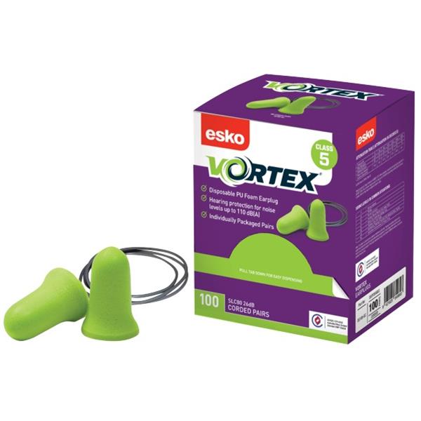 Esko Vortex Disposable Earplugs Class 5 Bell Shape Corded, Box of 100 Pairs OfficeMax NZ