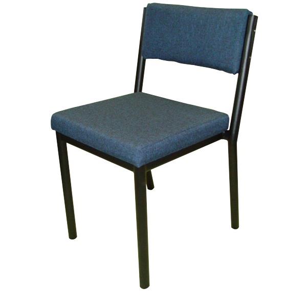 MS3 Stacker Chair Black Frame Steel Blue Fabric OfficeMax NZ