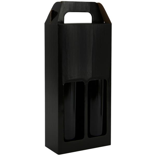 Wine Bottle Gift Box Double 165x80x330mm Black OfficeMax NZ