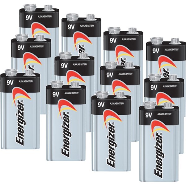 Energizer Industrial (Max) 9 Volt Alkaline Batteries, Box of 12