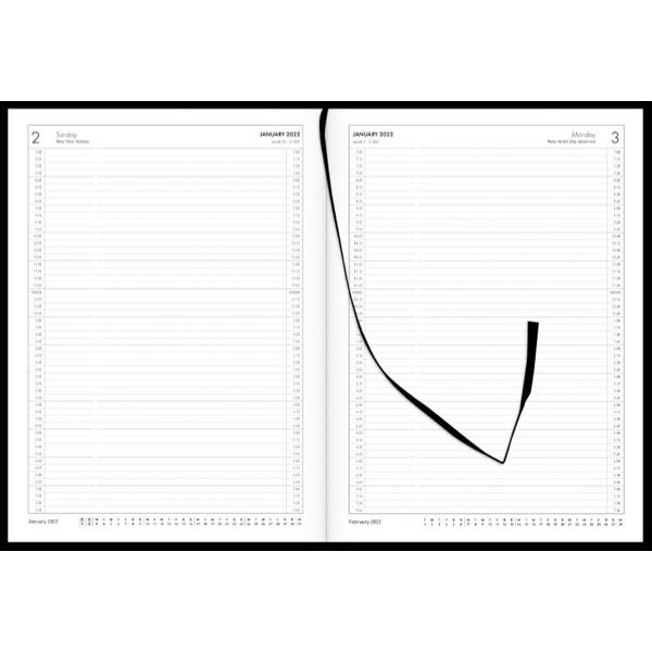 Collins A41 1/4 Hour Appointment Diary A4 1 Day To A Page 2022 Black