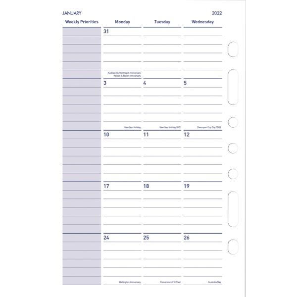Milford Timeplanner Diary 7 Ring Refill Monthly Dated 2022 OfficeMax NZ