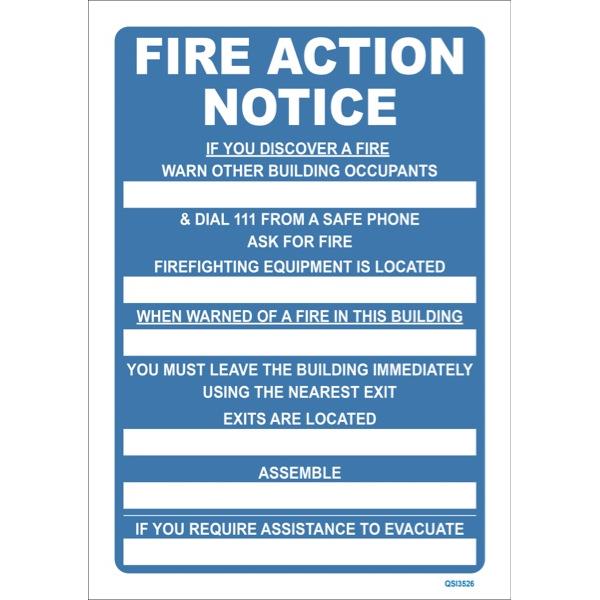 Fire Action Safety Sign 340x240mm OfficeMax NZ
