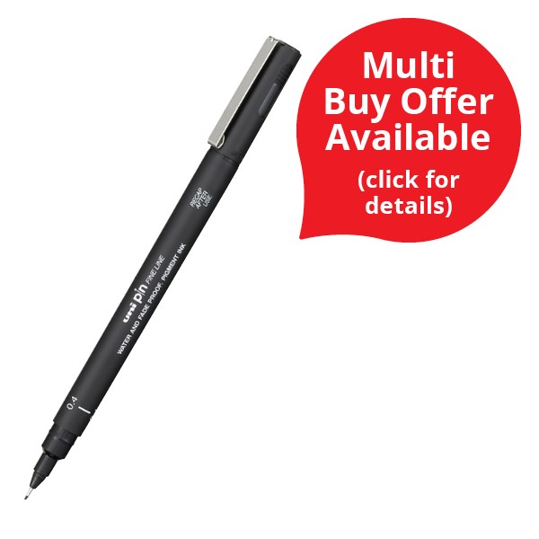 Uni Pin Black Fine Line Pen Fine Tip 0.4mm OfficeMax NZ