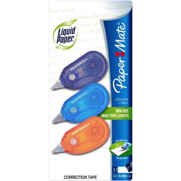 PaperMate DryLine Mini Liquid Paper Correction Pen, Pack of 3