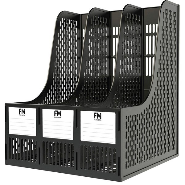 FM Magazine Holder, Three Sections, Black Plastic OfficeMax NZ
