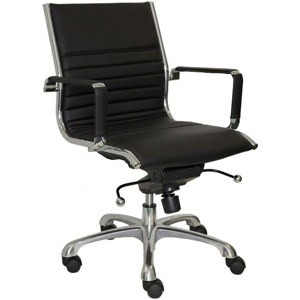 ES Executive Swivel Chair Mid Back Black PU OfficeMax NZ