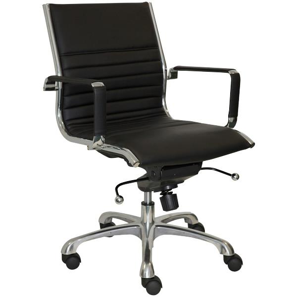 ES Executive Swivel Chair Mid Back Black PU OfficeMax NZ