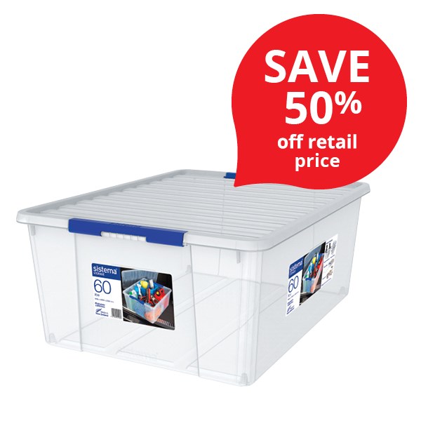 Sistema Storage Bin With Lid 60 Litre OfficeMax NZ