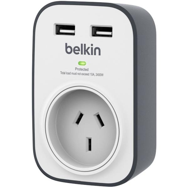 Belkin Surge Protector 1 Outlet 2 USB Ports OfficeMax NZ