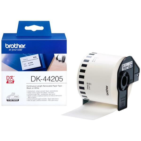 Brother Removable Continuous Labels DK44205 62mmx30.48m White, Roll