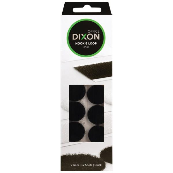 Dixon Hook & Loop Spot 22mm Black, Pack of 12 OfficeMax NZ