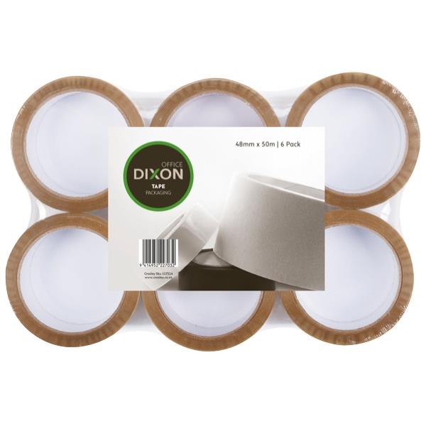Dixon Packaging Tape 48mm x 50m Tan, Pack of 6 OfficeMax NZ