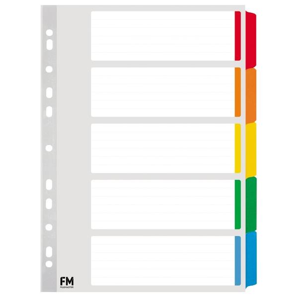 FM Index Dividers 5 Tab A4 Reinforced Cardboard Coloured OfficeMax NZ