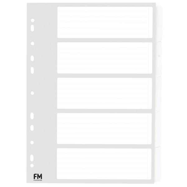 FM Index Dividers 5 Tab A4 Cardboard White OfficeMax NZ