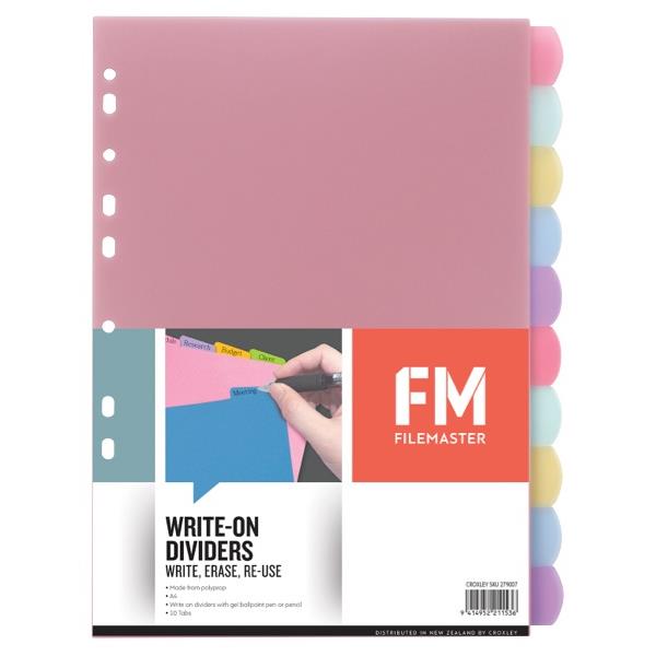 FM Index Dividers 10 Tab A4 Write On OfficeMax NZ