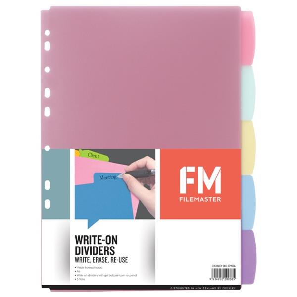 FM Index Dividers 5 Tab A4 Write On OfficeMax NZ