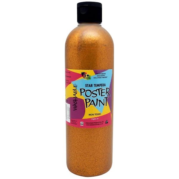 5 Star Tempera Poster Paint 500ml Glitter Gold OfficeMax NZ