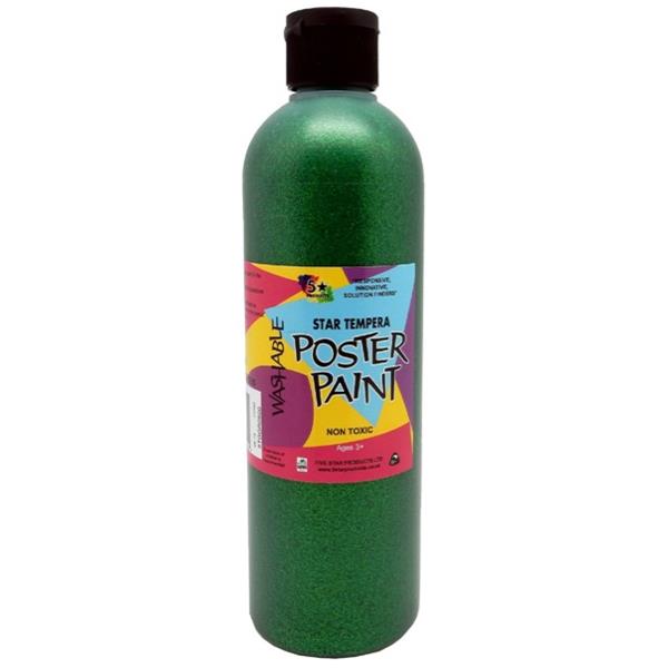 5 Star Tempera Poster Paint 500ml Glitter Green OfficeMax NZ