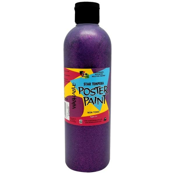 5 Star Tempera Poster Paint 500ml Glitter Purple OfficeMax NZ