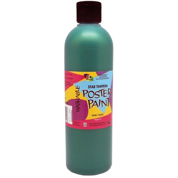 5 Star Tempera Poster Paint 500ml Bottle Metallic Green OfficeMax NZ