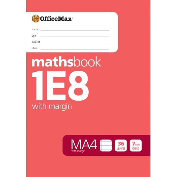 OfficeMax MA4 1E8 Maths Exercise Book 7mm Quad With Margin 32 Leaves OfficeMax NZ