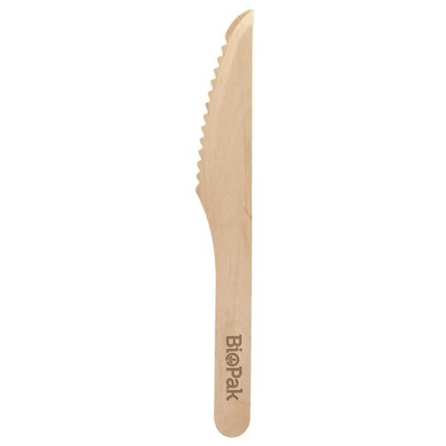 Biopak Disposable Wooden Knife 160mm, Pack of 100