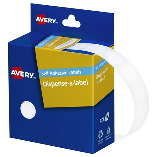 Avery Dot Dispenser Labels DMC14W 14mm White, Box of 1200