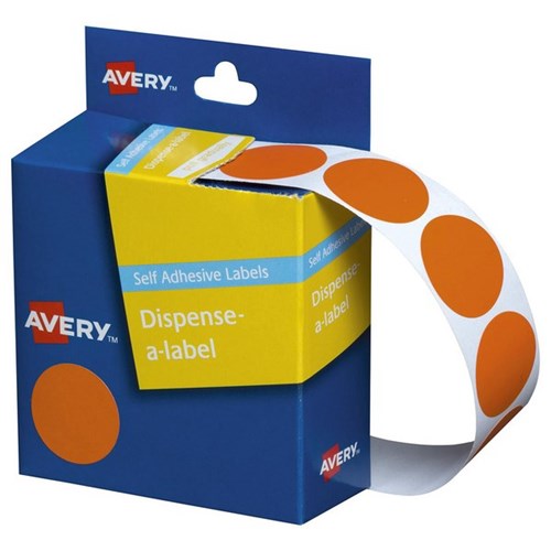 Avery Dot Dispenser Labels DMC24O 24mm Orange, Box of 500