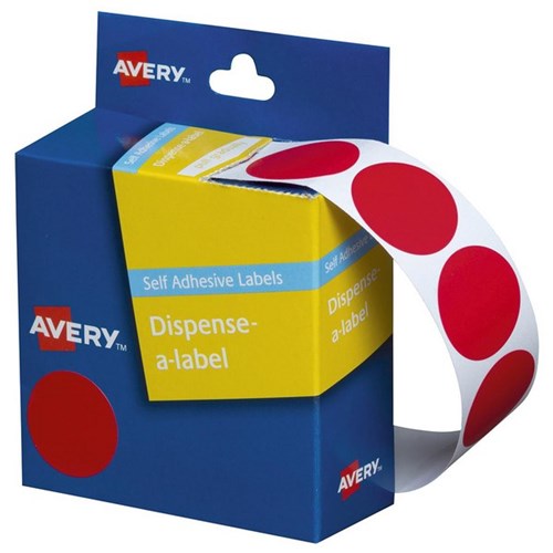 Avery Dot Dispenser Labels DMC24R 24mm Red, Box of 500