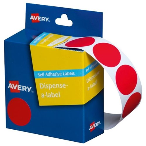 Avery DMC24R Dot Dispenser Labels 24mm Red, Box of 500 OfficeMax NZ