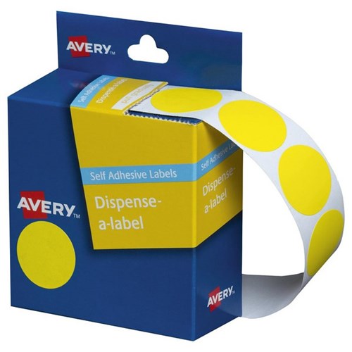 Avery Dot Dispenser Labels DMC24Y 24mm Yellow, Box of 500