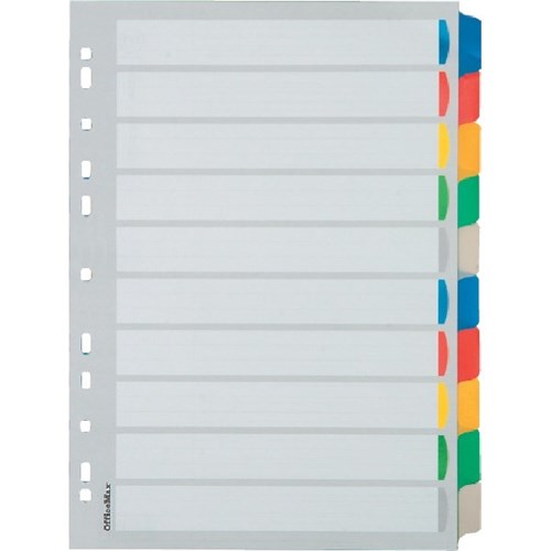 OfficeMax Index Dividers 10 Tab A4 Polypropylene Coloured | OfficeMax NZ