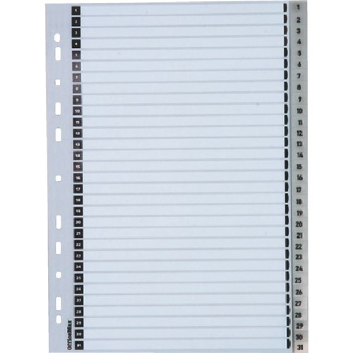 OfficeMax Index Dividers 31 Tab 131 A4 Polypropylene Grey OfficeMax NZ