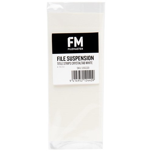 FM Crystalfile Title Strips for Suspension Files White, Pack of 50
